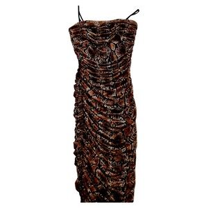 Babaton Ruched Snake Print Dress